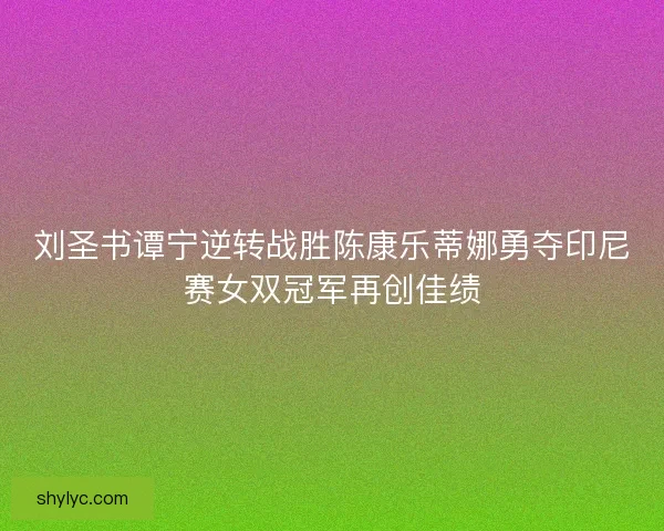 刘圣书谭宁逆转战胜陈康乐蒂娜勇夺印尼赛女双冠军再创佳绩