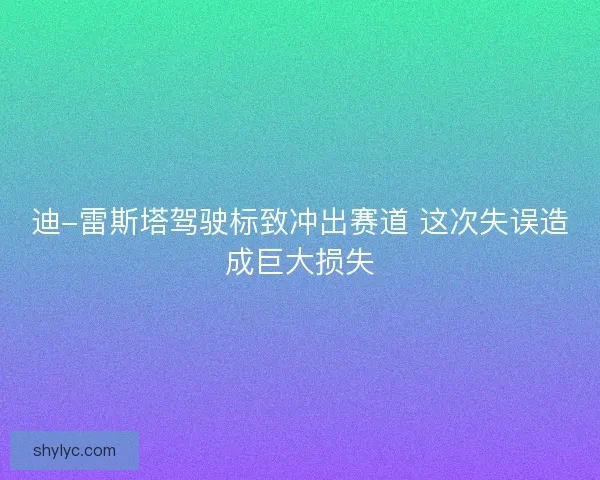 迪-雷斯塔驾驶标致冲出赛道 这次失误造成巨大损失
