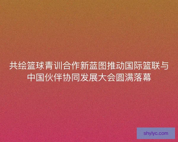 共绘篮球青训合作新蓝图推动国际篮联与中国伙伴协同发展大会圆满落幕 共绘篮球青训合作新蓝图推动国际篮联与中国伙伴协同发展大会圆满落幕