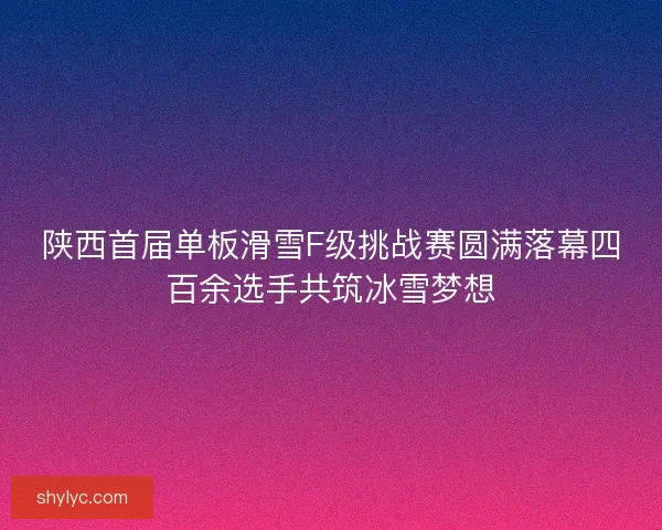 陕西首届单板滑雪F级挑战赛圆满落幕四百余选手共筑冰雪梦想